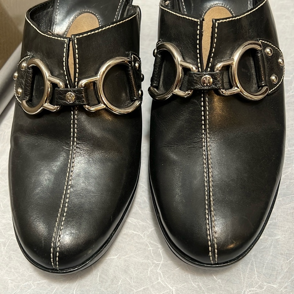 - Cole Haan Black Slip On Wedge Mules Size 9B - Picture 12 of 16
